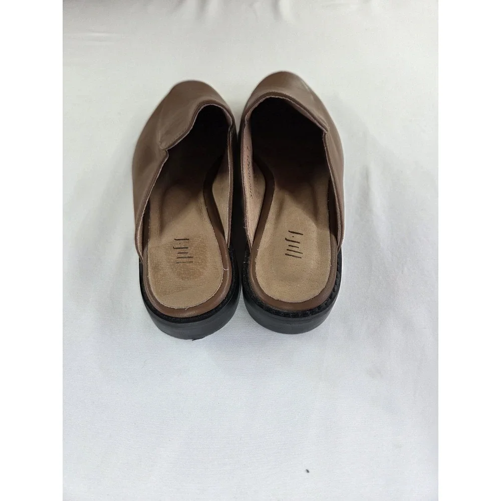J.jill Pointed Toe Slip On Flat Loafer Mules 7 Leather